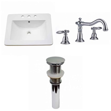 American Imaginations 21-in. W 3H8-in. Ceramic Top Set In White Color - Drain Incl. AI-32909